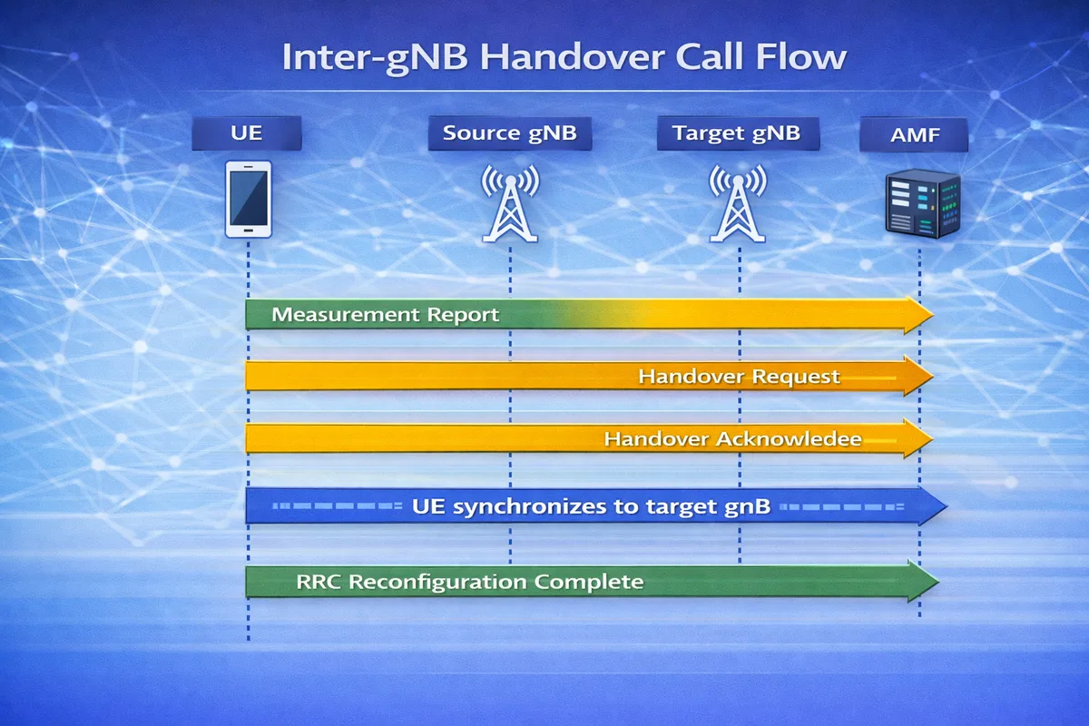 5G Inter-gNB Handover call flow diagram