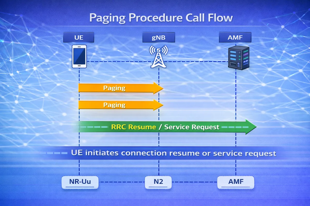 5G Paging Procedure call flow diagram