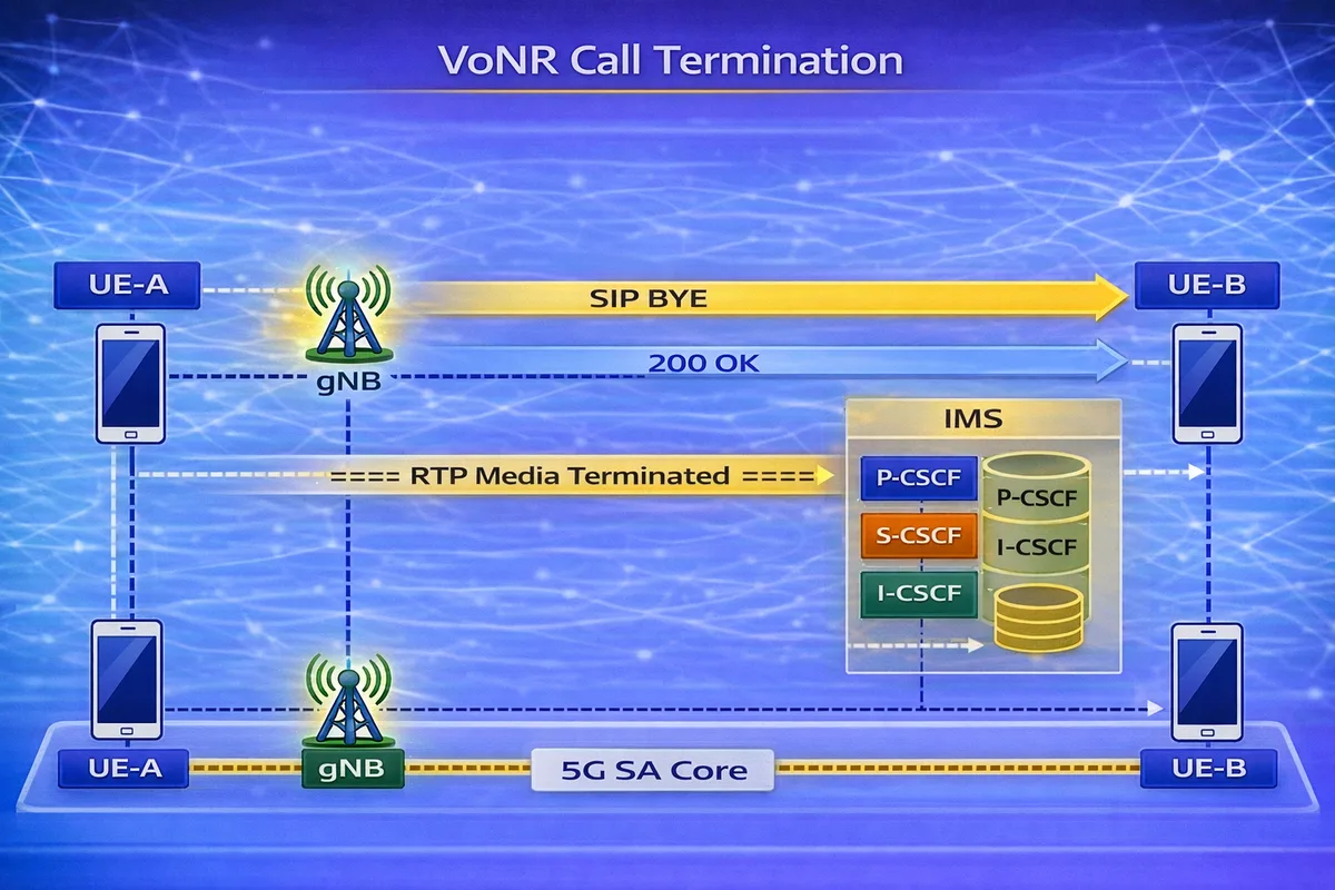 VoNR call termination procedure diagram